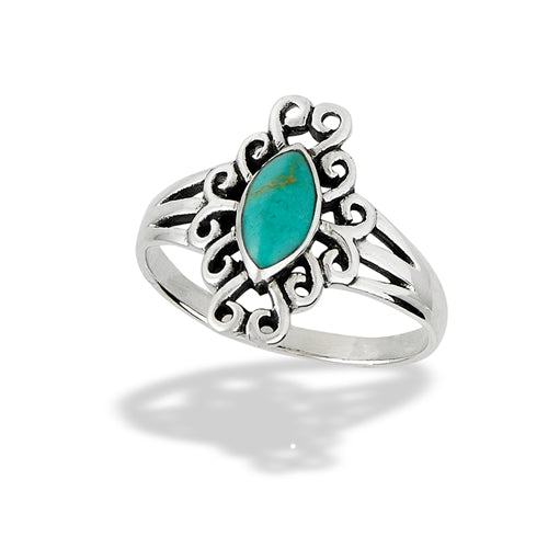 Filigree Ring with Synthetic Turquoise