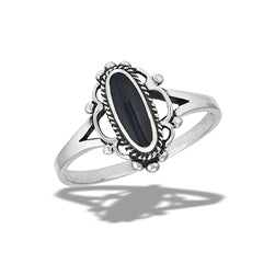 Sterling Silver Bali Style ring W/ Black Onyx