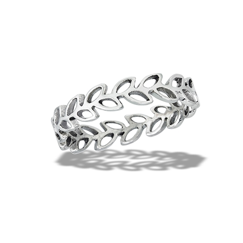 Sterling Silver Alternating Leaves Ring