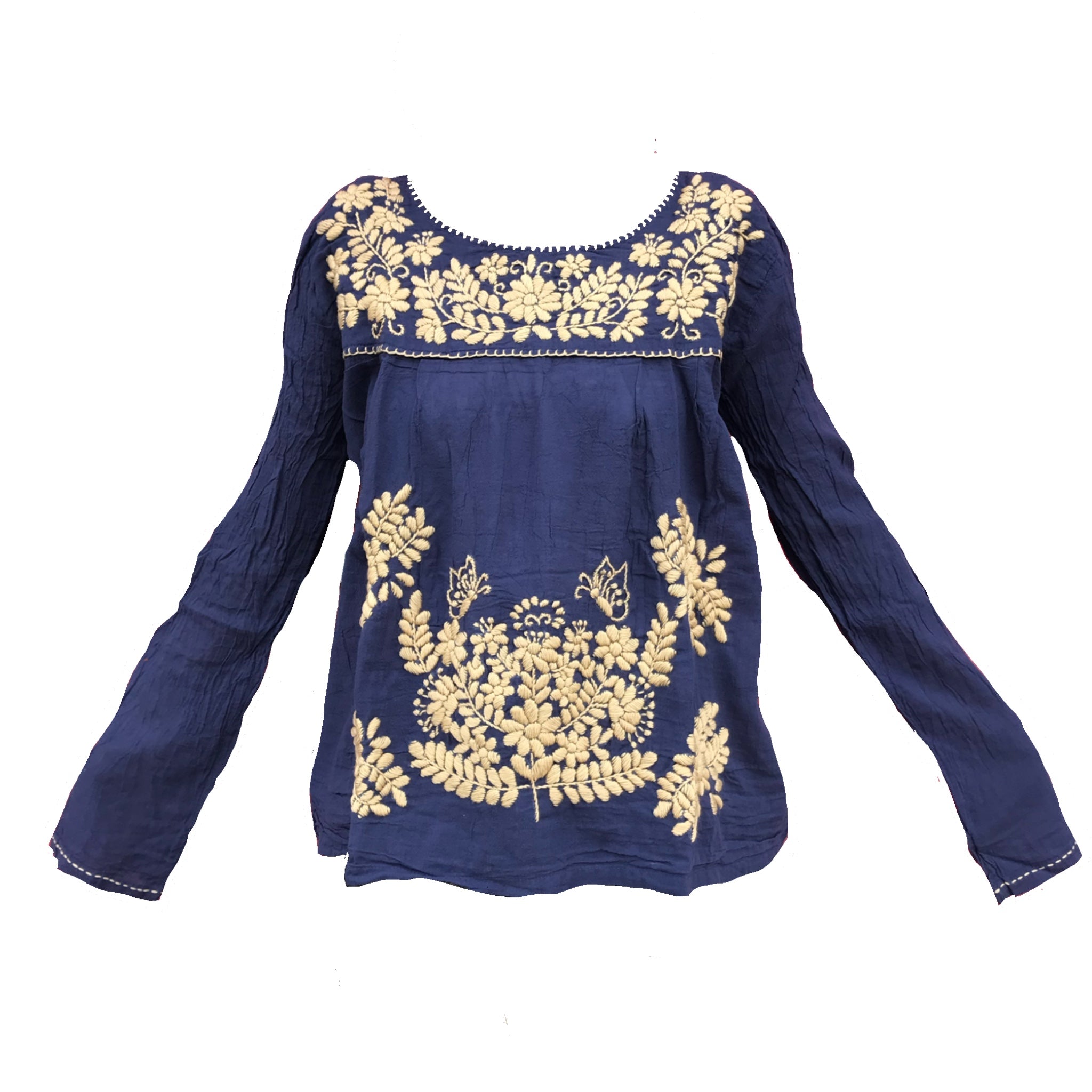 Cotton Long Sleeved Embroidered Top