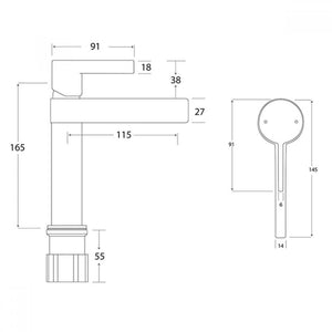 Martini Luxe Basin Mixer (Line Drawing)