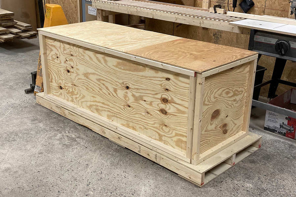 Handcrafted solid wood furniture crated for shipment