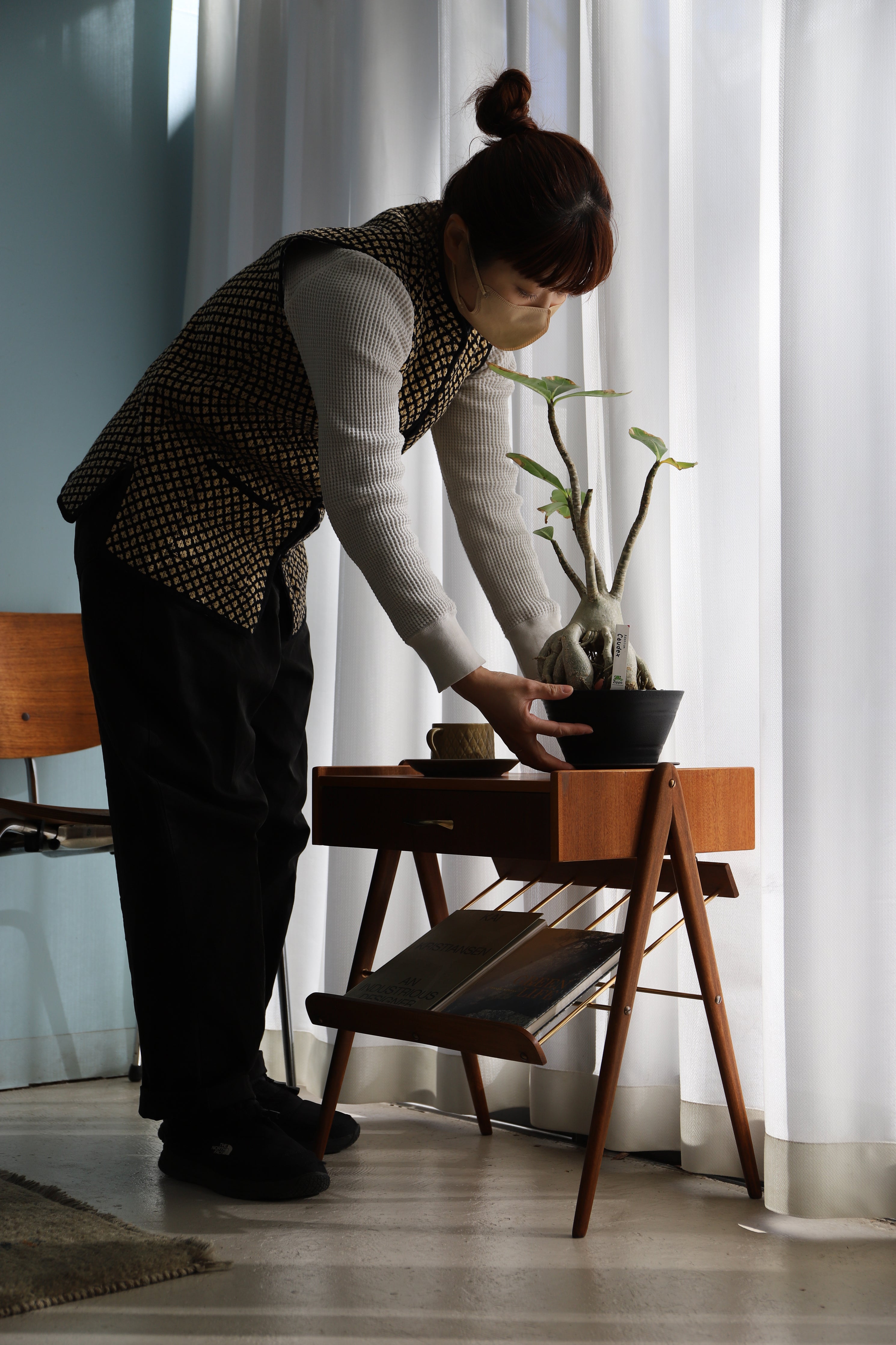 Swedish Vintage Side Chest Table with Rack/スウェーデンヴィンテージ サイドチェストテーブル マガジンラック 北欧家具