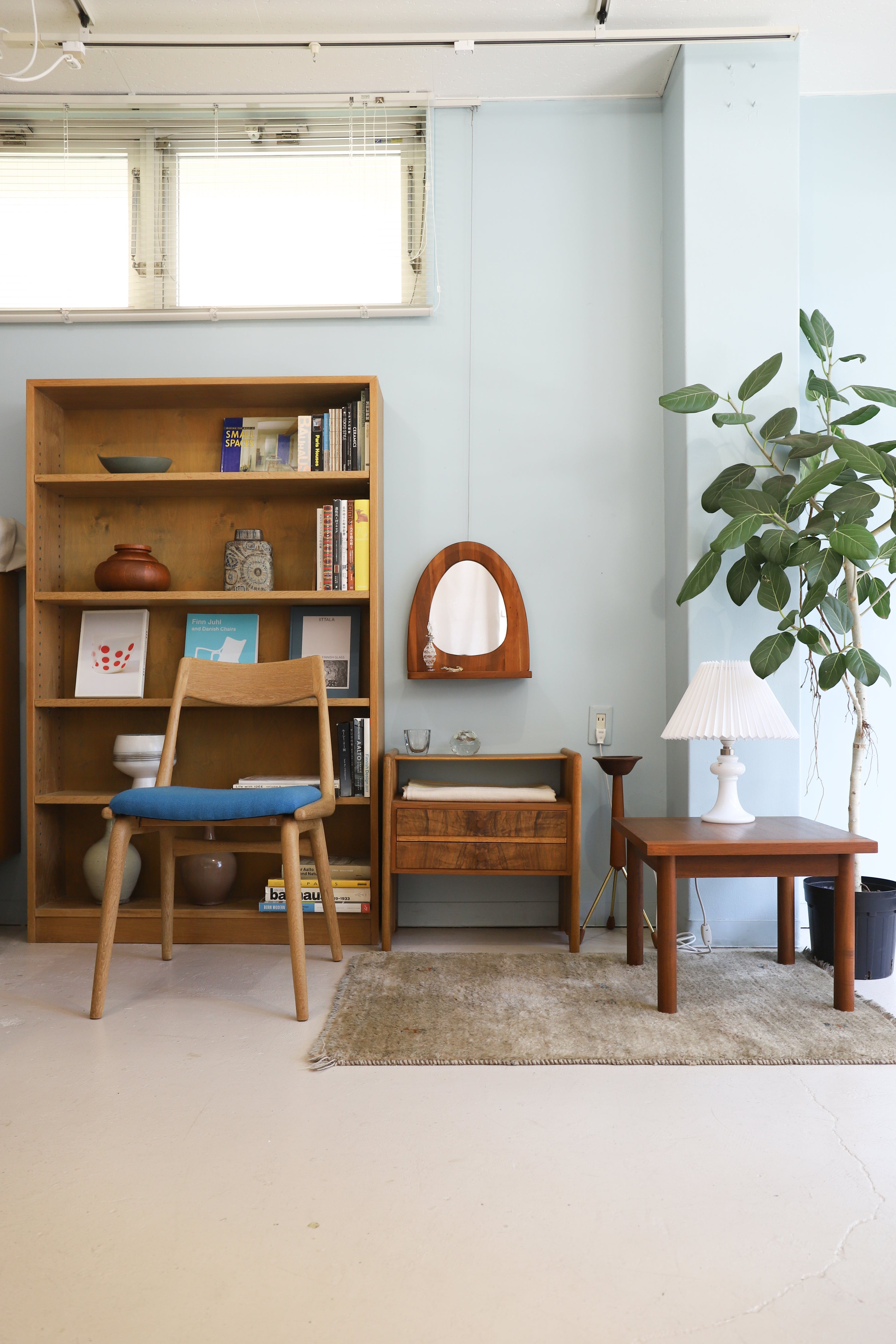 Danish Vintage Laminated Wood Wall Mirror/デンマークヴィンテージ ウォールミラー 鏡 木製 北欧インテリア