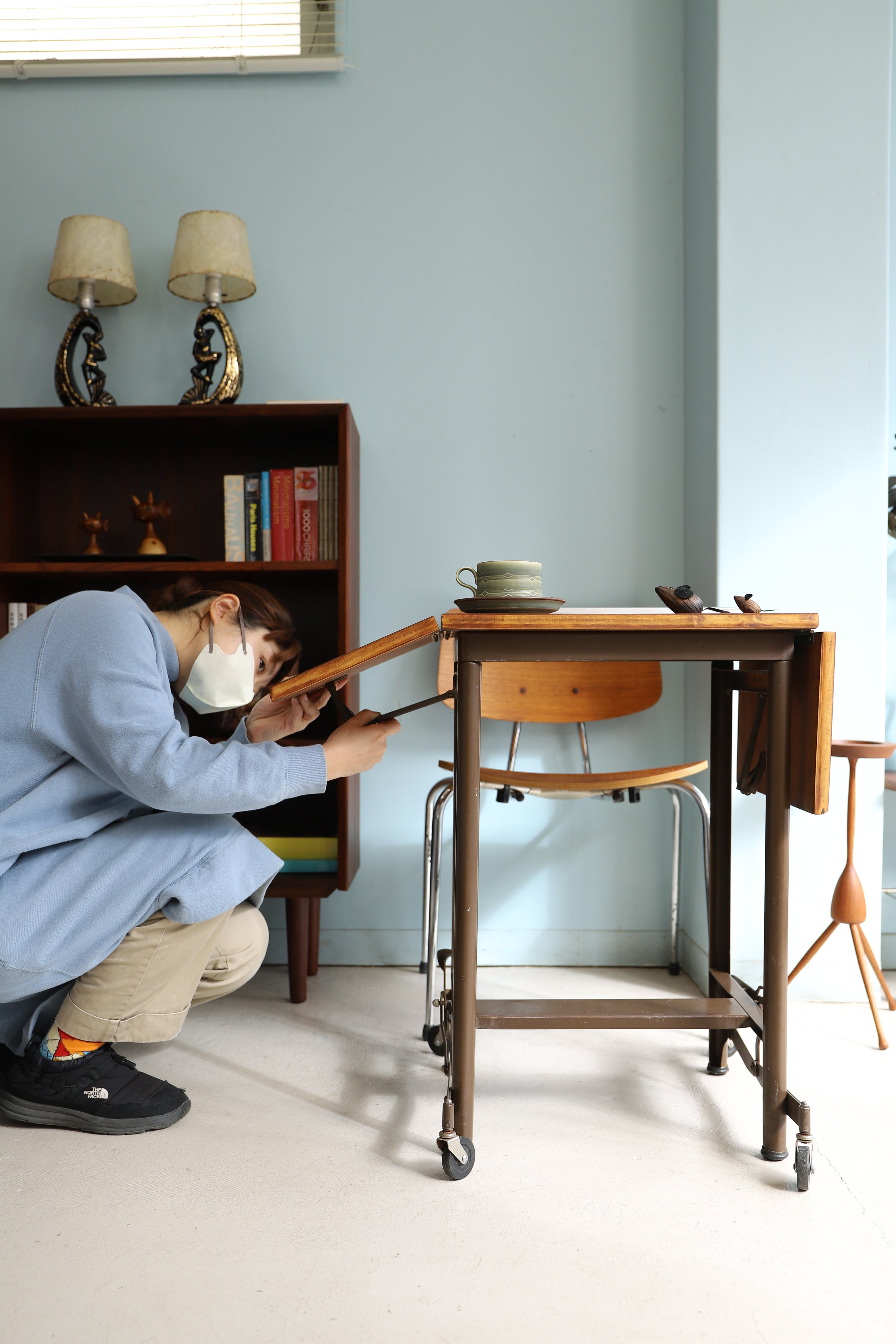 US Vintage “Hi-Lo” Typewriter Stand Table Metalstand/アメリカヴィンテージ タイプライター サイドテーブル デスク エクステンション