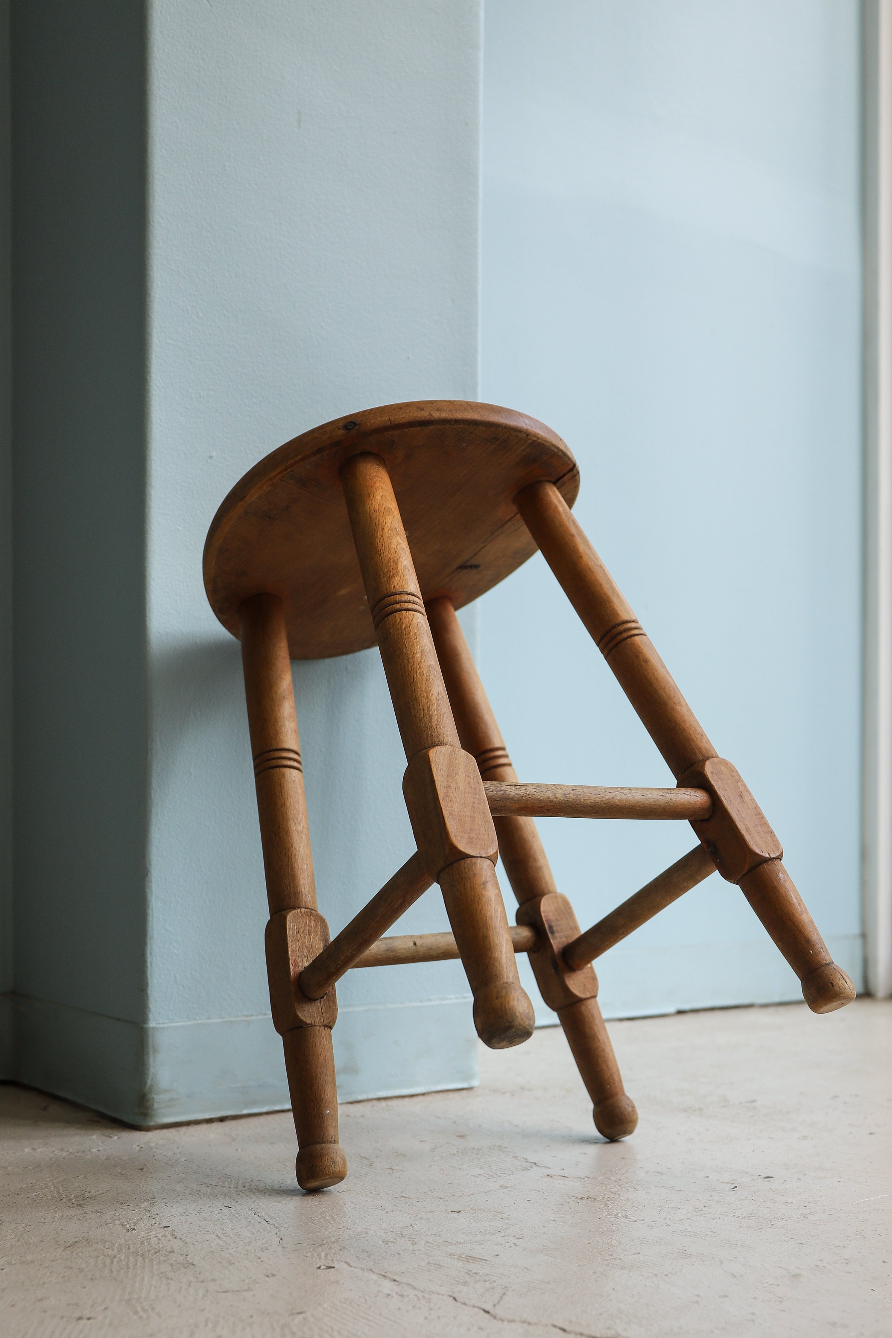 ヴィンテージ スツール 木製 シャビーシック 丸椅子 古道具/Vintage