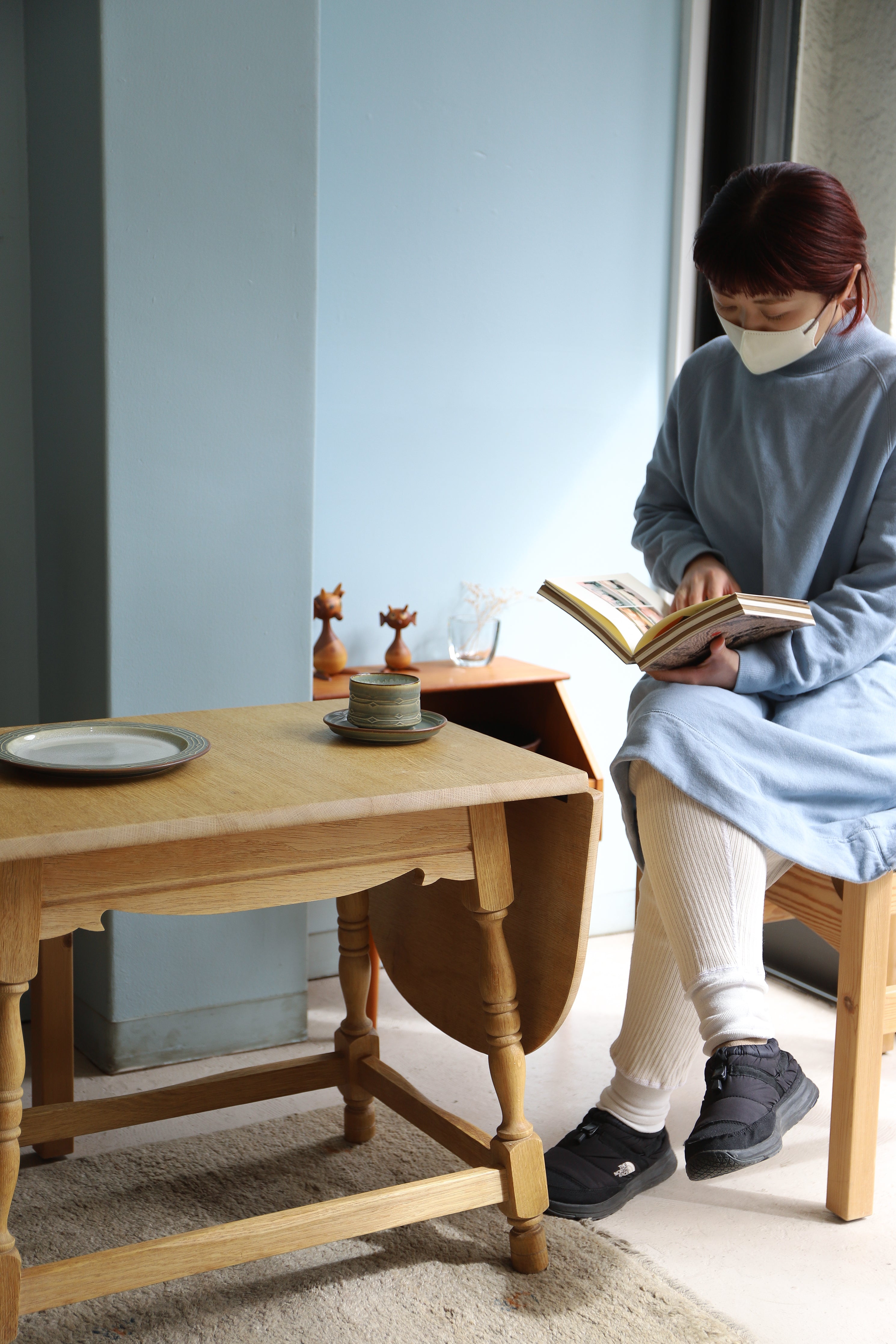 Danish Vintage Drop Leaf Oakwood Coffee Table/デンマークヴィンテージ ドロップリーフ コーヒーテーブル エクステンション オーク材 北欧家具