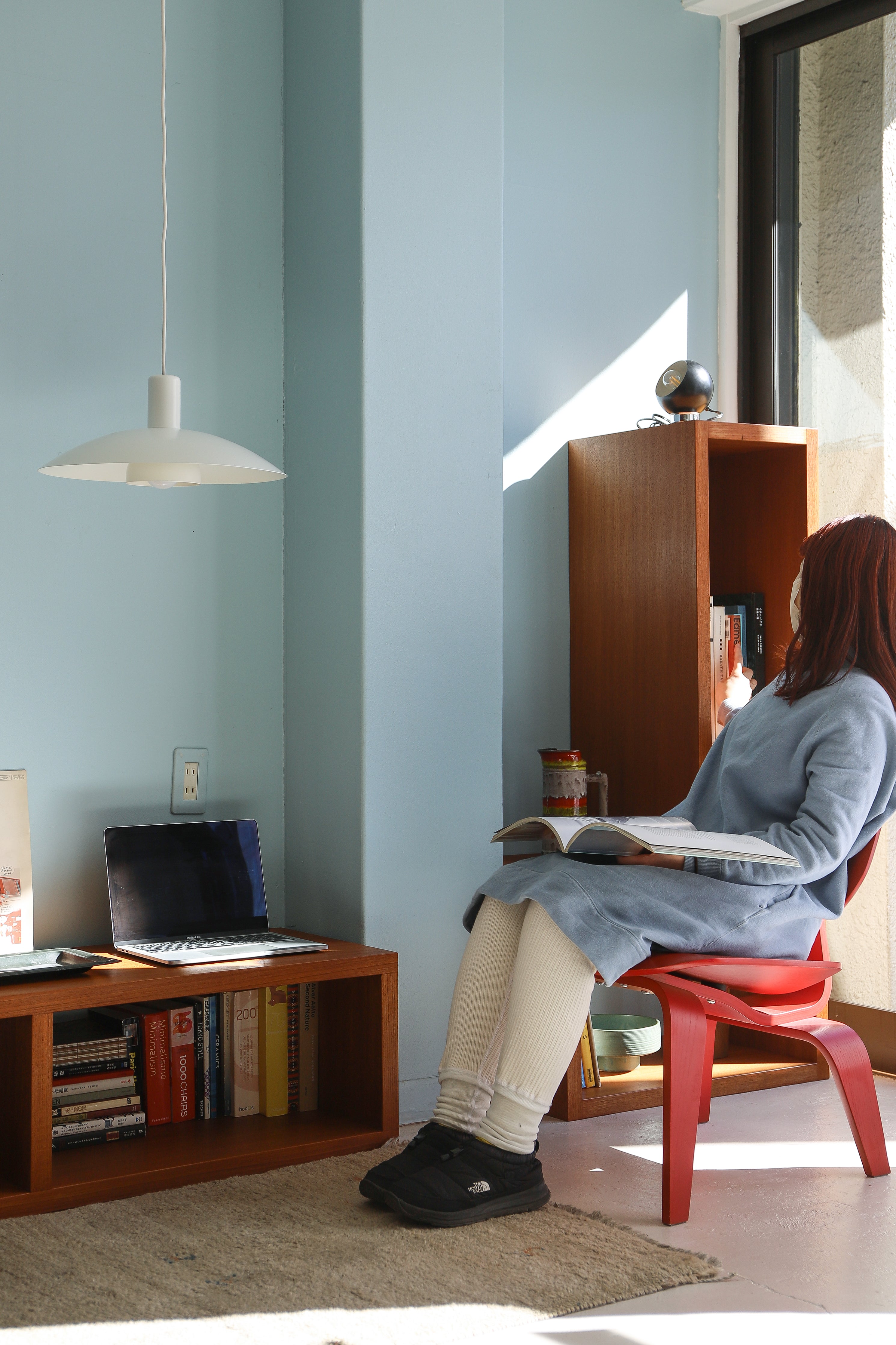 Teakwood L-shaped Open Shelf/チーク材 L字型 オープンシェルフ 収納家具