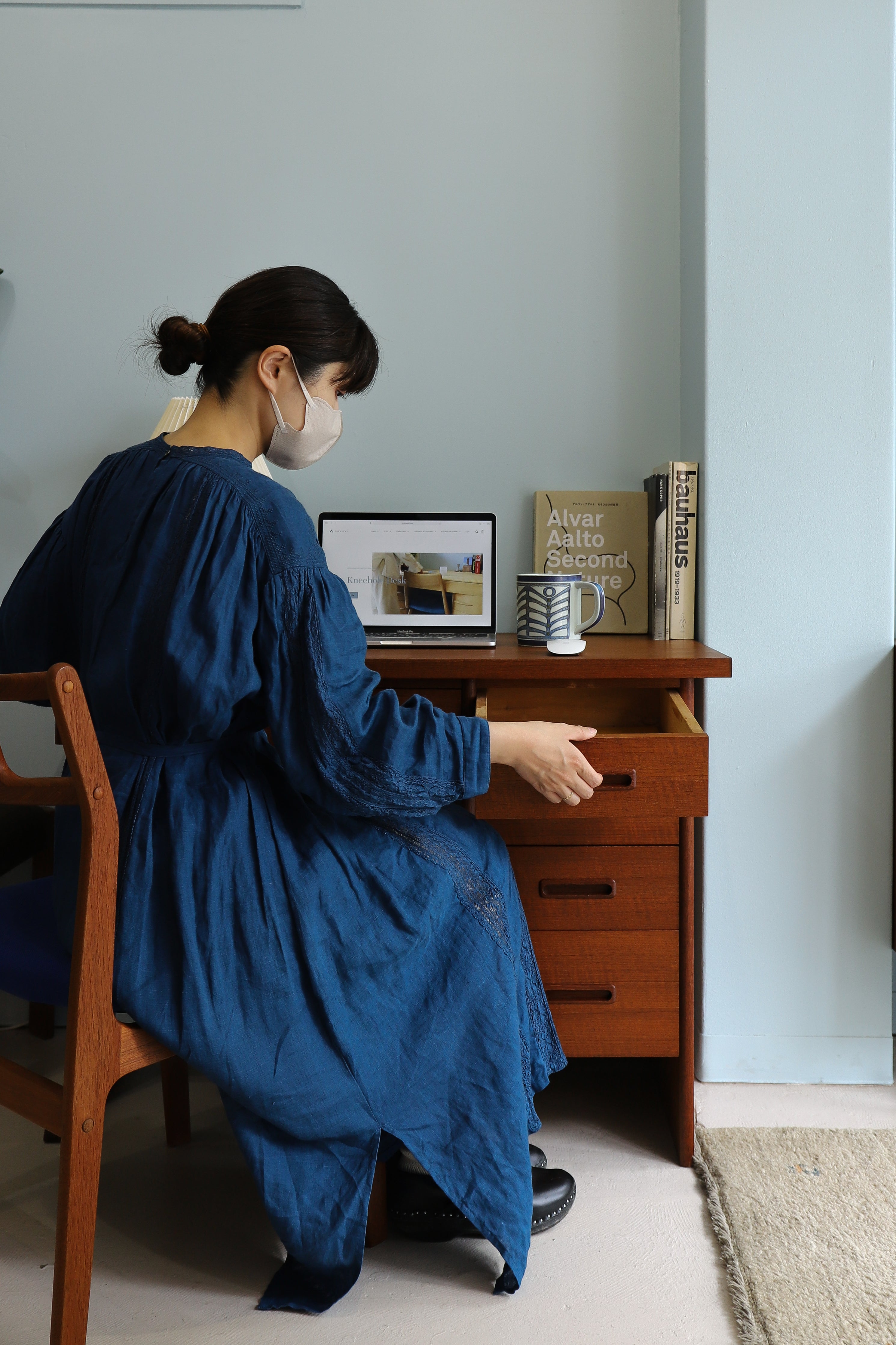 Japanese Vintage Single Pedestal Desk Teakwood/ジャパンヴィンテージ 片袖デスク チーク材 机 北欧スタイル