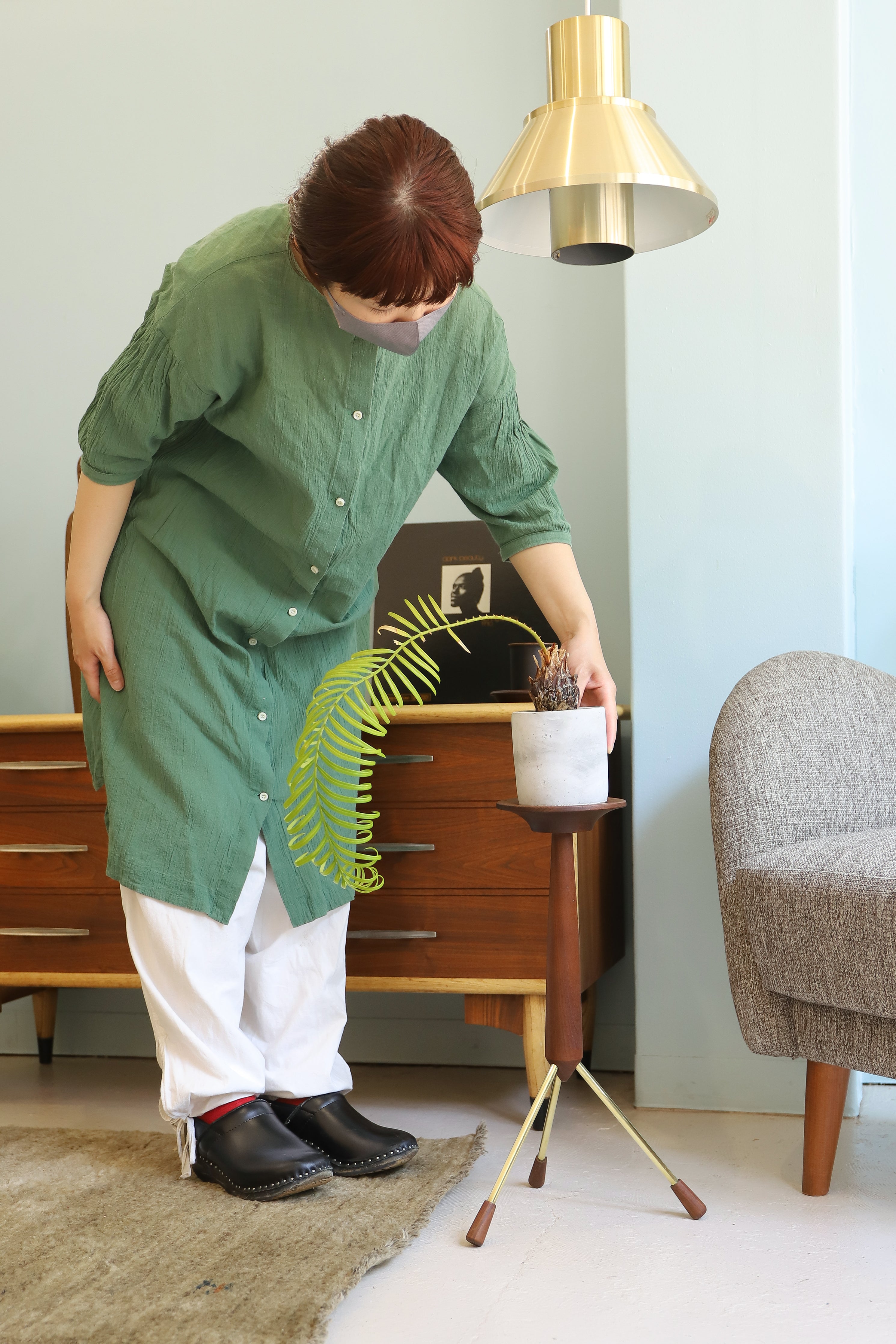 Danish Vintage Teakwood Brass Plant Stand/デンマークヴィンテージ プラントスタンド チーク 真鍮 北欧インテリア