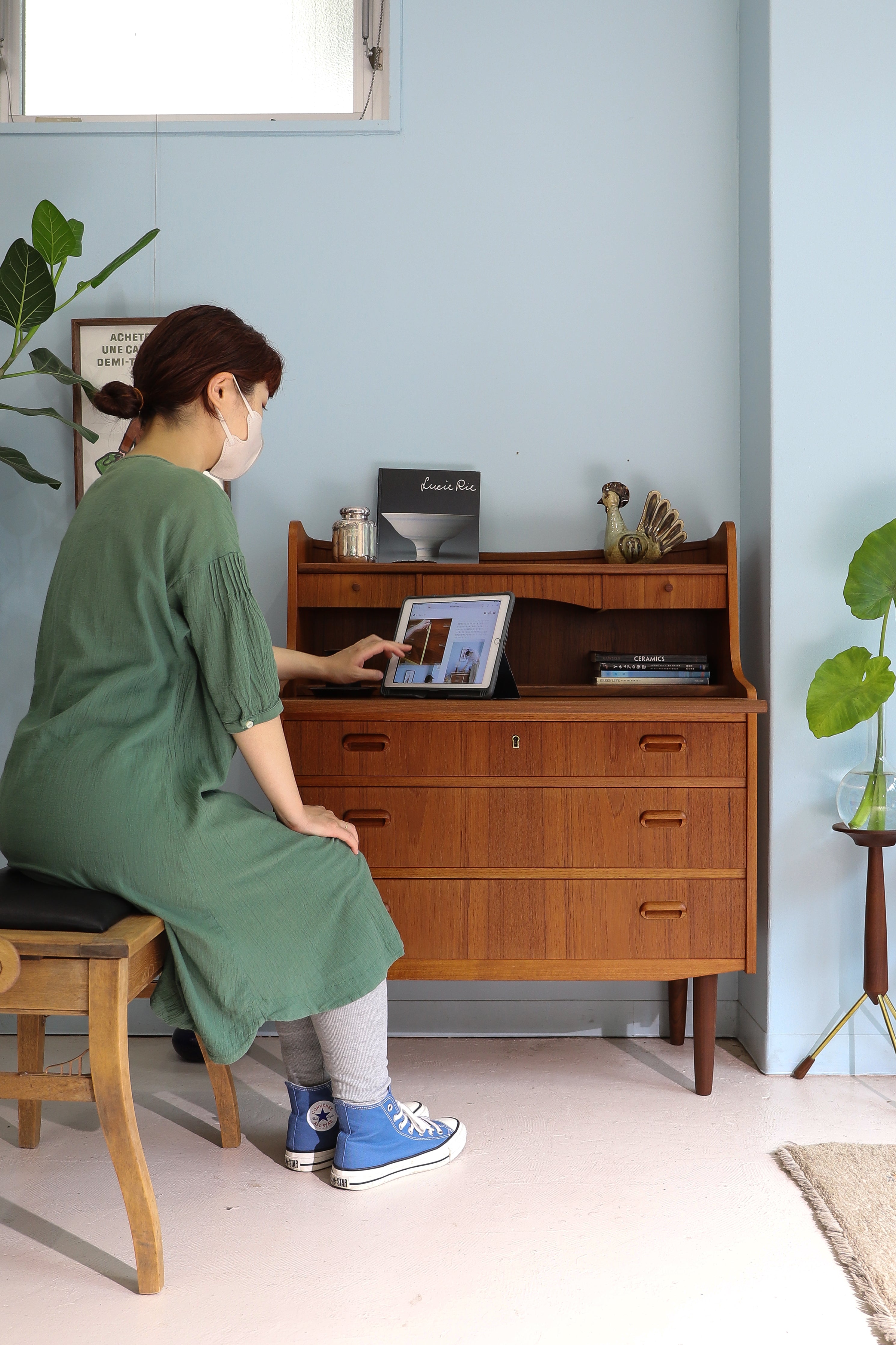 Danish Vintage Teak Writing Bureau Dresser/デンマークヴィンテージ ライティングビューロー ドレッサー 北欧家具