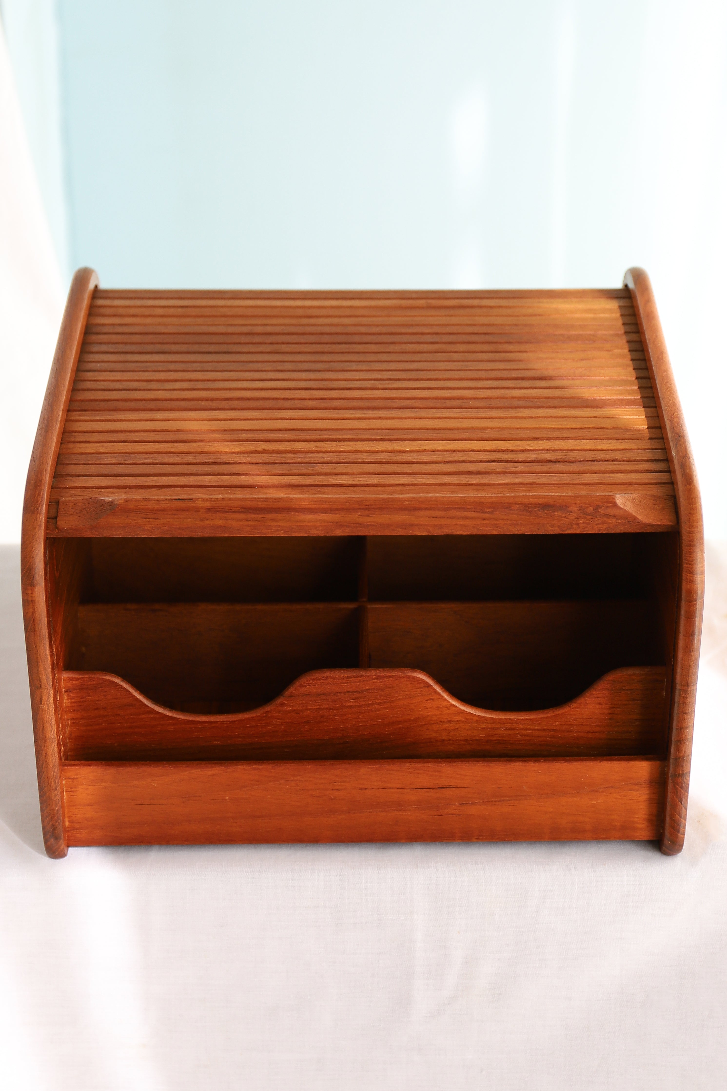 Vintage Roll Top Teakwood  CD Case/ヴィンテージ ロールトップCDケース 小物入れ チーク材 北欧スタイル