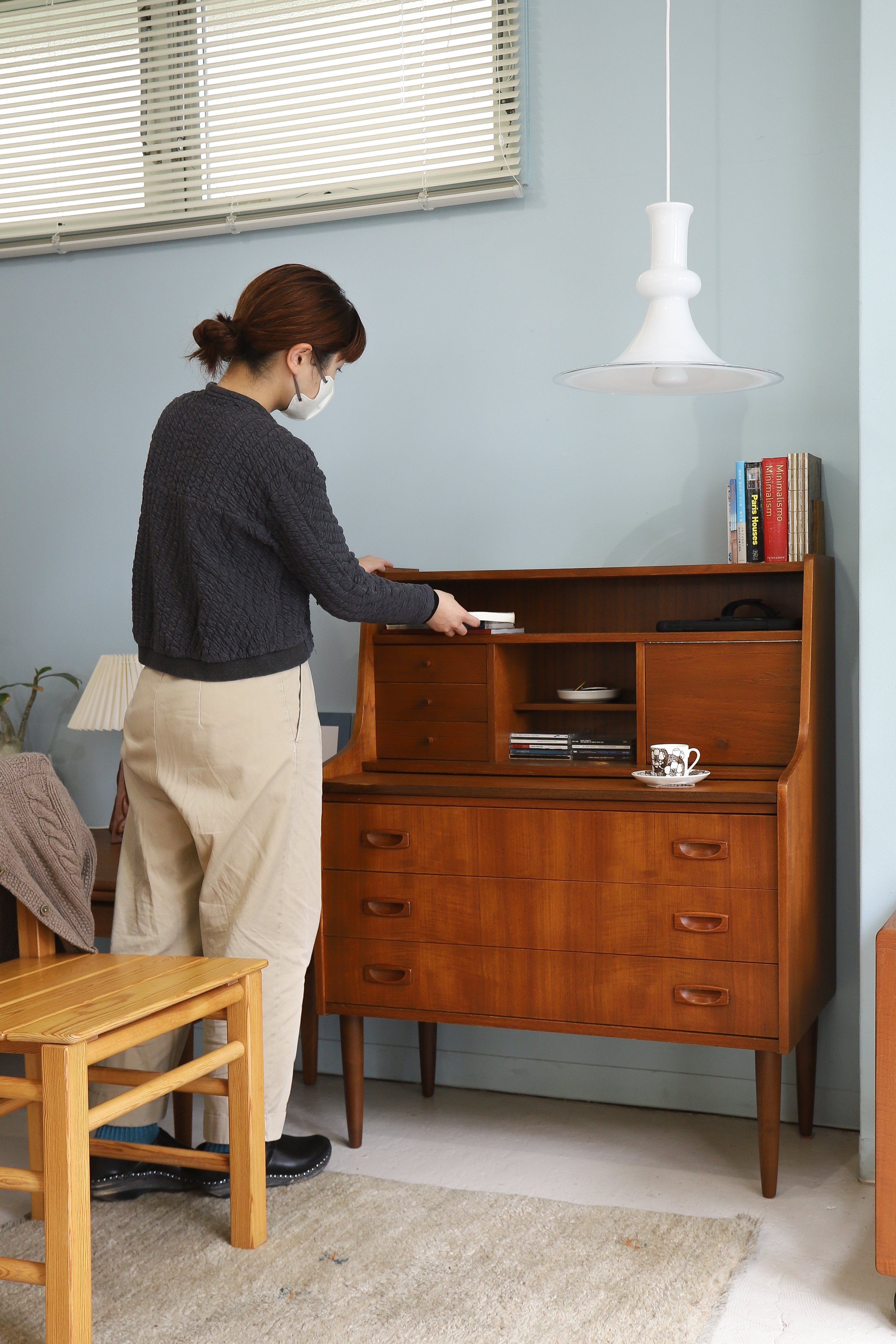 Danish Vintage Teak Writing Bureau with Mirror/デンマークヴィンテージ ライティングビューロー チーク材 ドレッサー 北欧家具