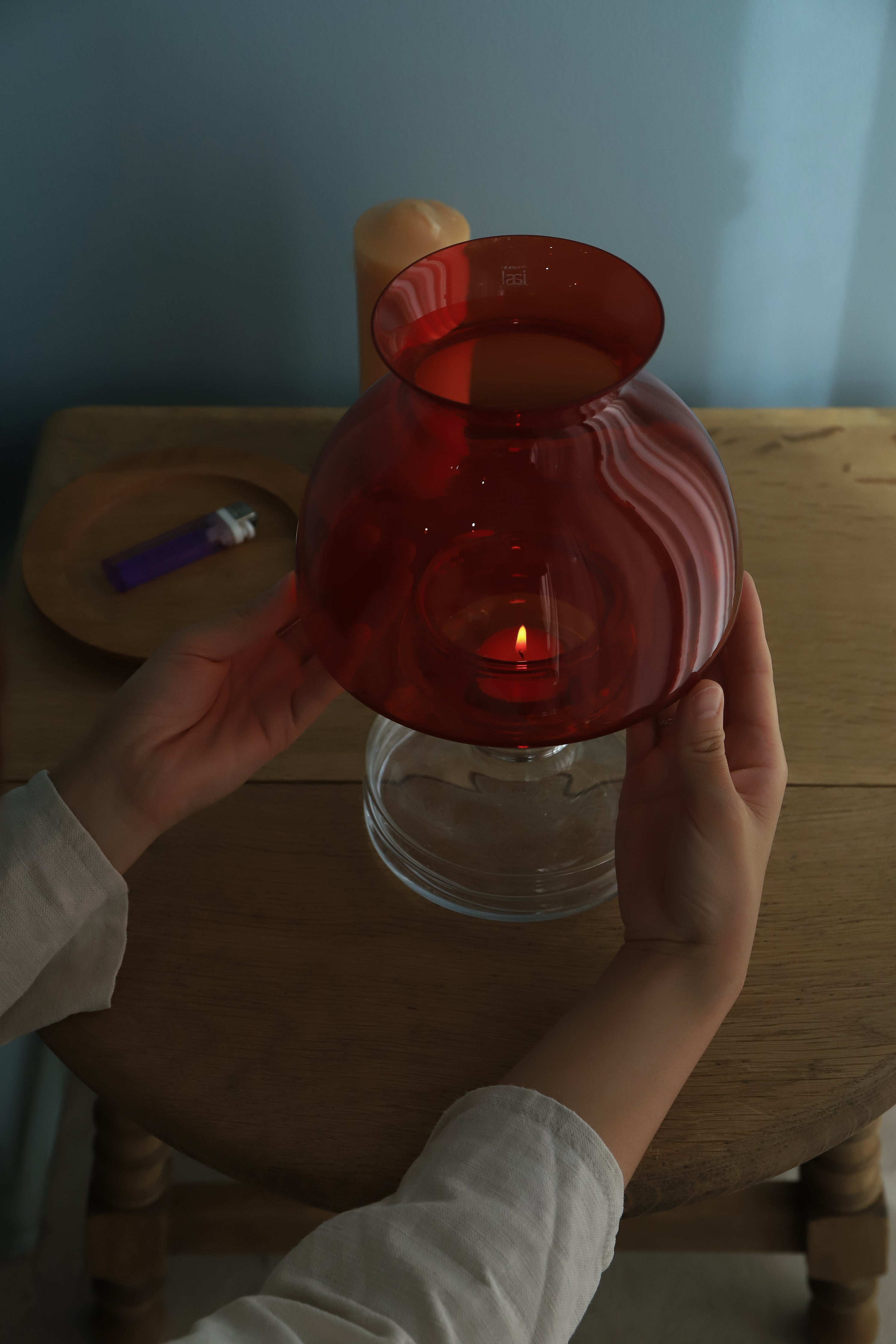 Scandinavian Vintage Glass Candle Holder/北欧ヴィンテージ キャンドルホルダー ガラス 燭台 ミッドセンチュリー