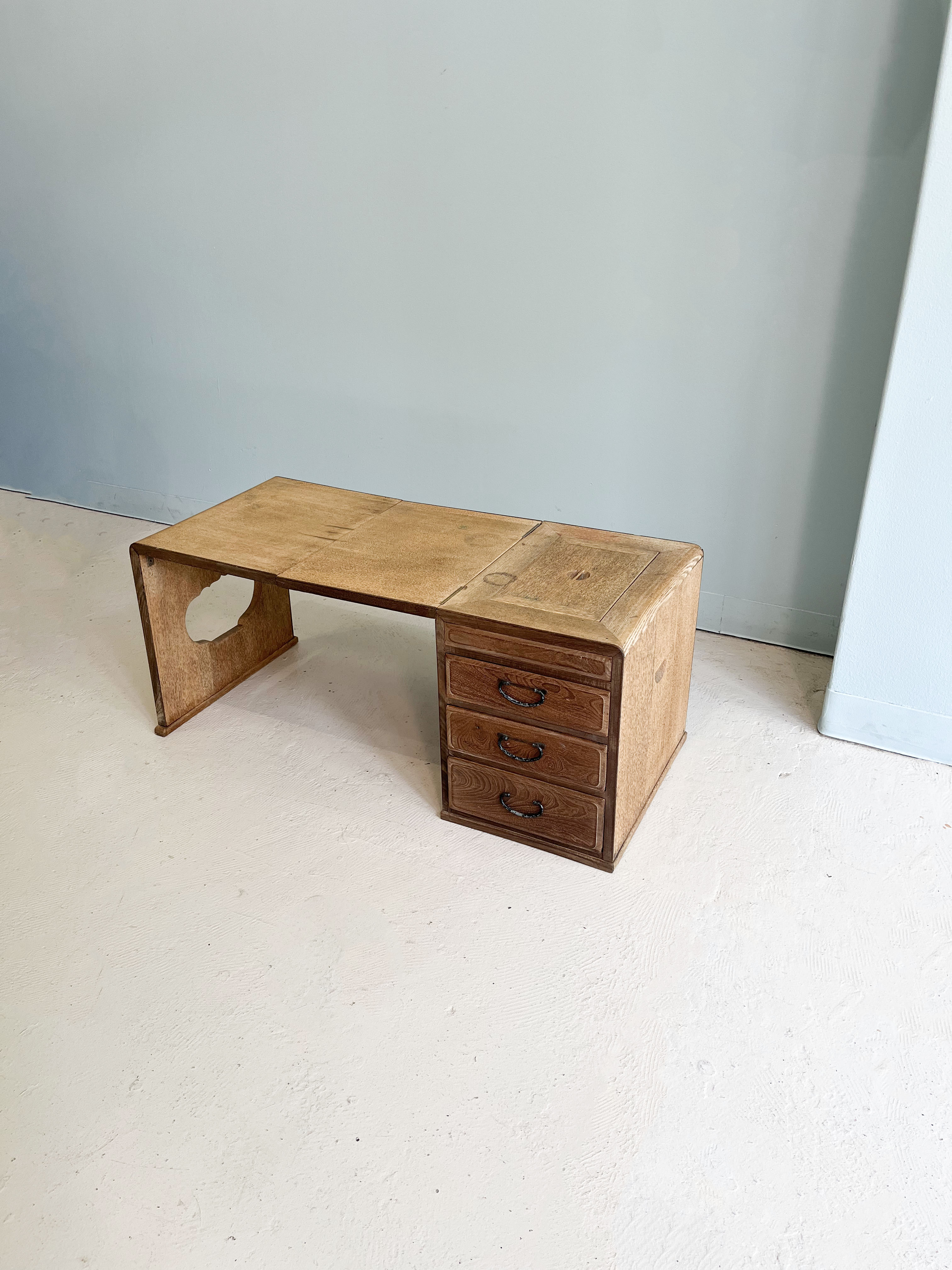 Japanese Antique Folding Low Desk/三つ折り文机 古道具 山田梅吉 大正アンティーク