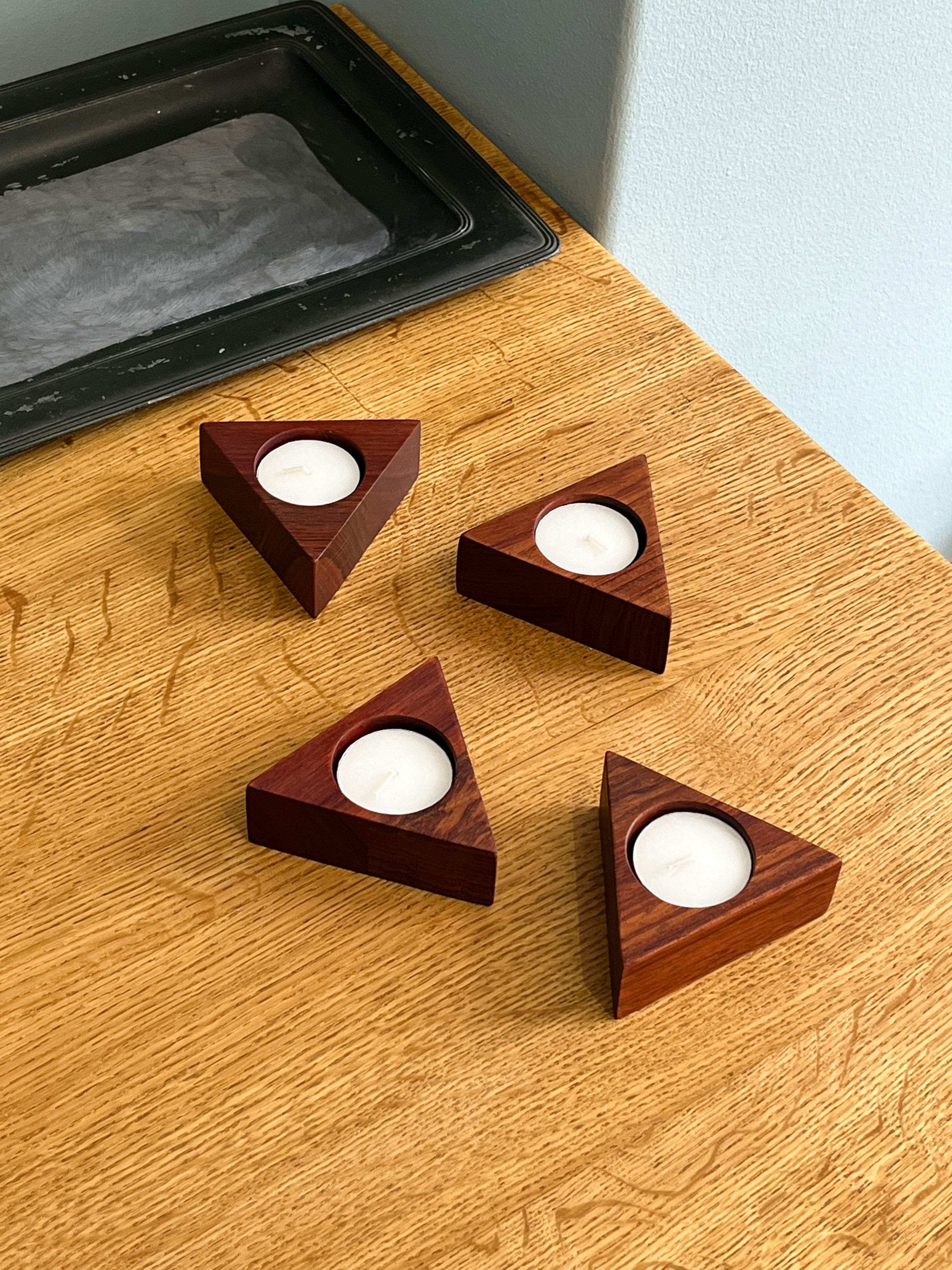 Teakwood Triangle Candle Holder Danish Vintage/デンマークヴィンテージ キャンドルホルダー チーク材 北欧インテリア