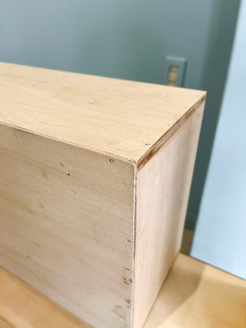 ウッドボックス 無塗装×ネイビー☆ ロング 収納箱 BOX - 家具