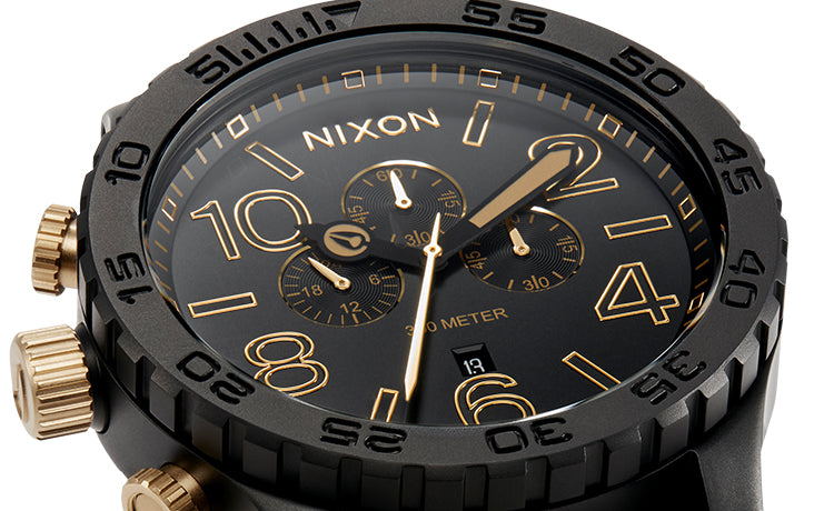 Black and Gold Nixon 51-30 Chronograph Watch