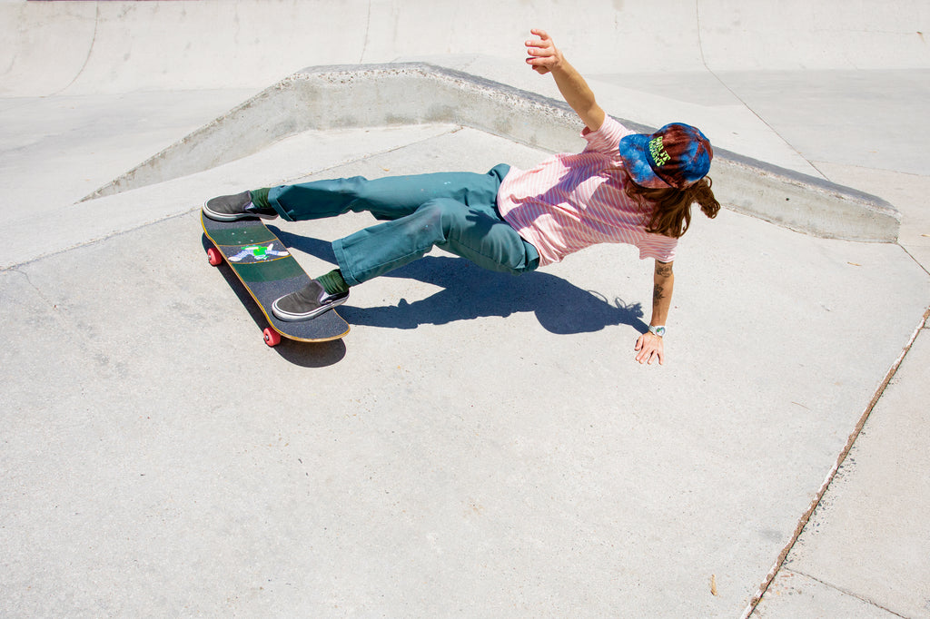 Artist Hannah Eddy skateboarding