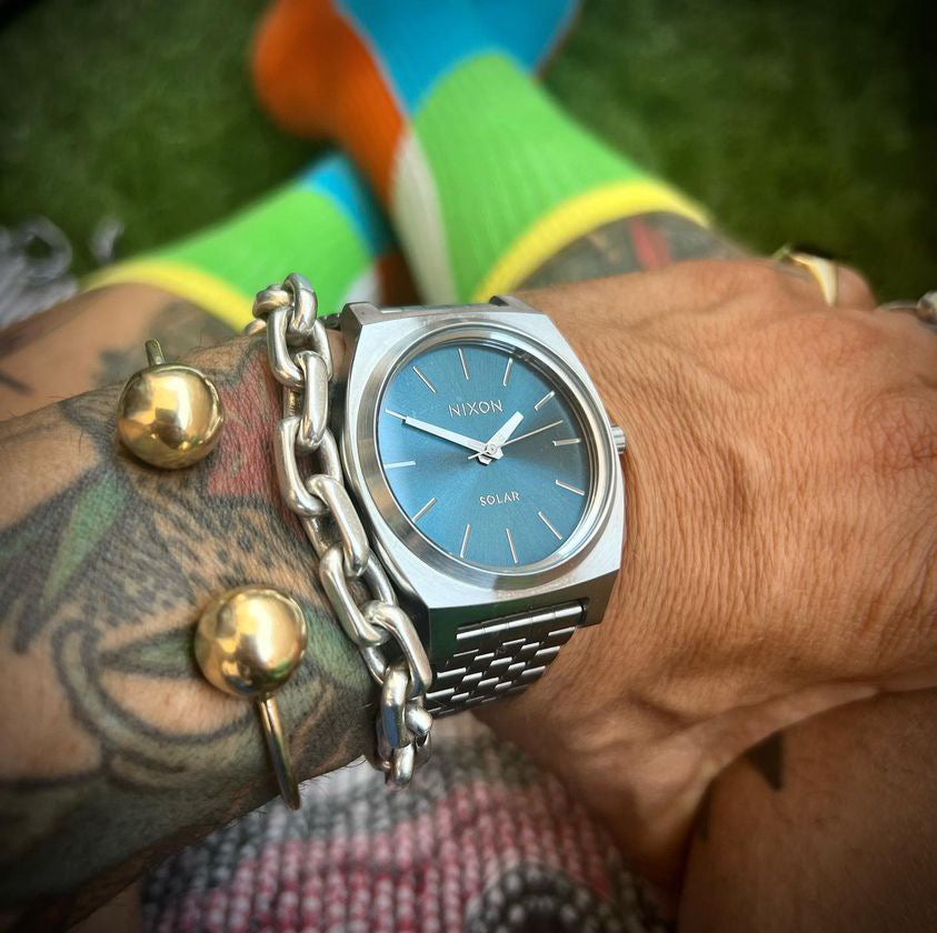 Jaiver Cachón wears the new Nixon Time Teller Solar watch