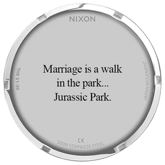 Silly "Jurassic Park" wedding engraving idea