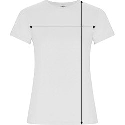 Camiseta orgânica feminina dourada - Como medir