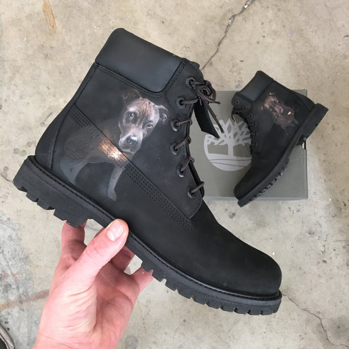 custom black timberlands