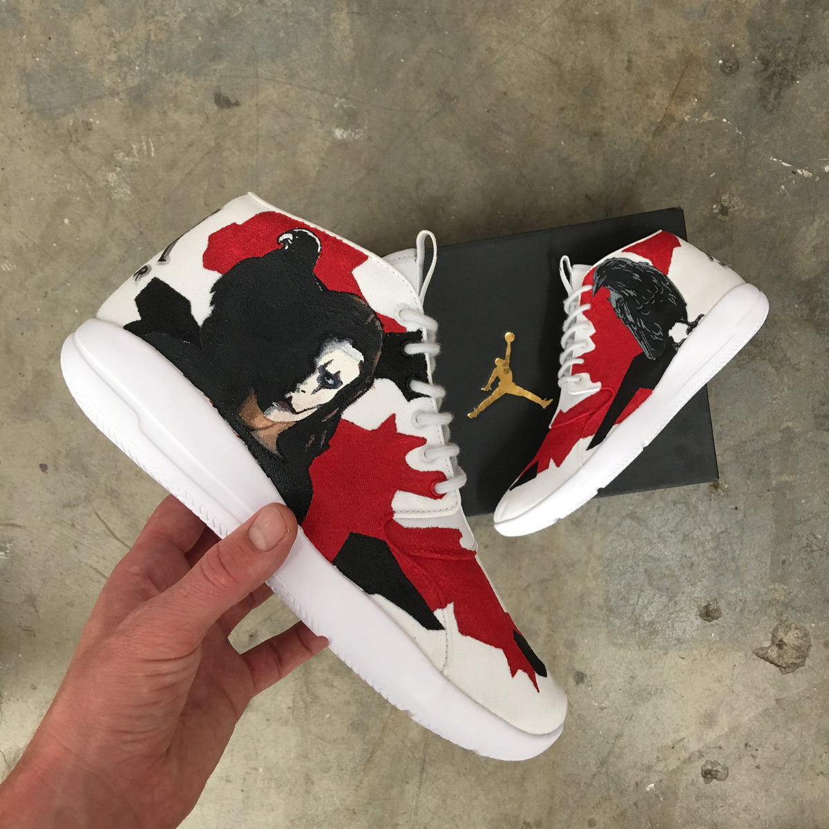 Custom Painted Crow Themed Jordan Eclipses – B Street Shoes