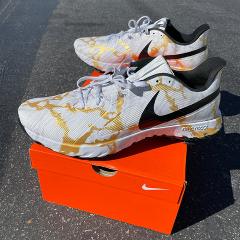 Gold Marble Nike React Golf Shoes 