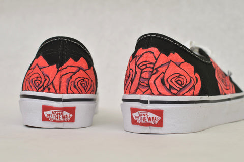 Custom Rose Vans, Hand Painted Shoes