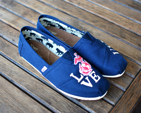 navy toms, usmc toms, custom toms shoes, 