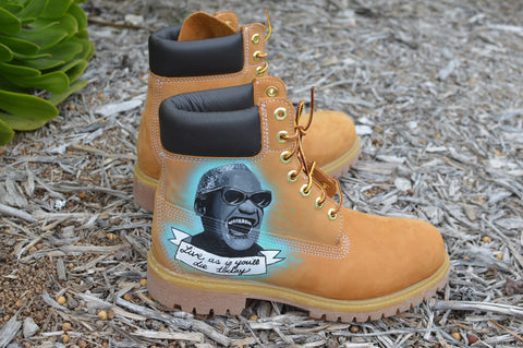 Ray Charles Timberlands, Custom Tims, Hand Painted Boots