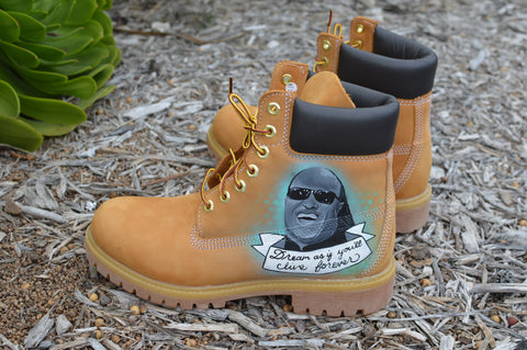 Ray Charles Timberlands, Stevie Wonder Timberlands Custom Tims, Hand Painted Boots