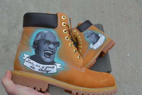 Ray Charles Timberlands, Custom Tims, Hand Painted Boots