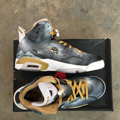 Custom Hand Painted Jordan Golden Moments 6 Retros