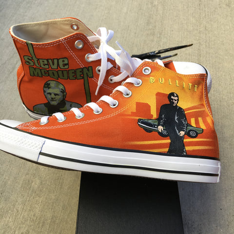 Custom Hand Painted Steve McQueen Converse - Bullitt Theme – B