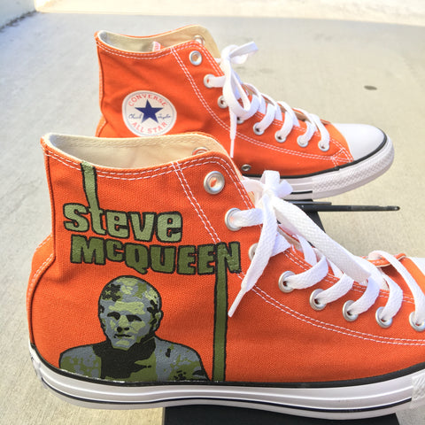 Custom Hand Painted Steve McQueen Converse - Bullitt Theme – B