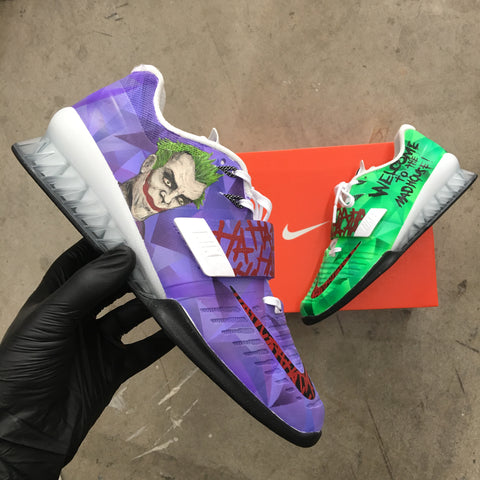 Custom Painted The Joker Nike Romaleos 3 Weightlifting Shoes
