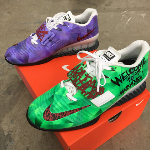 Custom Painted The Joker Nike Romaleos 3 Weightlifting Shoes