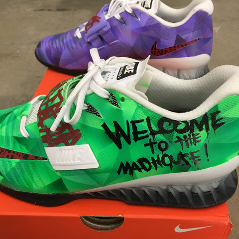 Custom Painted The Joker Nike Romaleos 3 Weightlifting Shoes