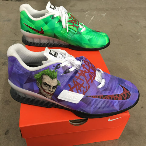 Custom Painted The Joker Nike Romaleos 3 Weightlifting Shoes