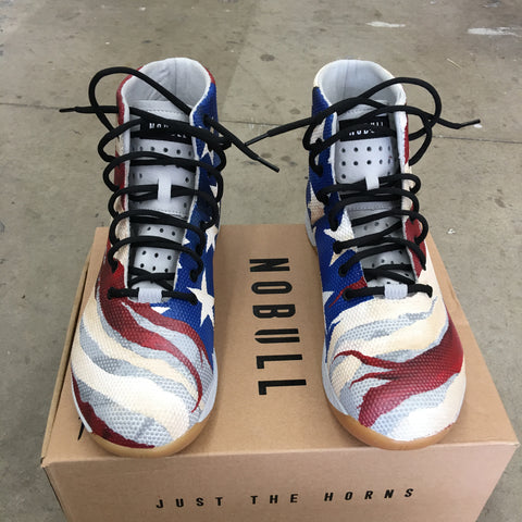 Custom Painted Distressed American Flag NOBULL High Tops – B Street Shoes