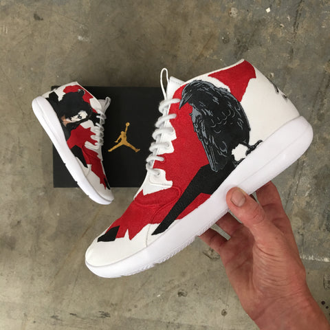 Custom Painted Crow Themed Jordan Eclipses – B Street Shoes