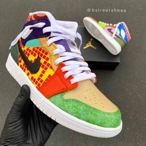 Custom Painted Nike Jordan 1 Mids \