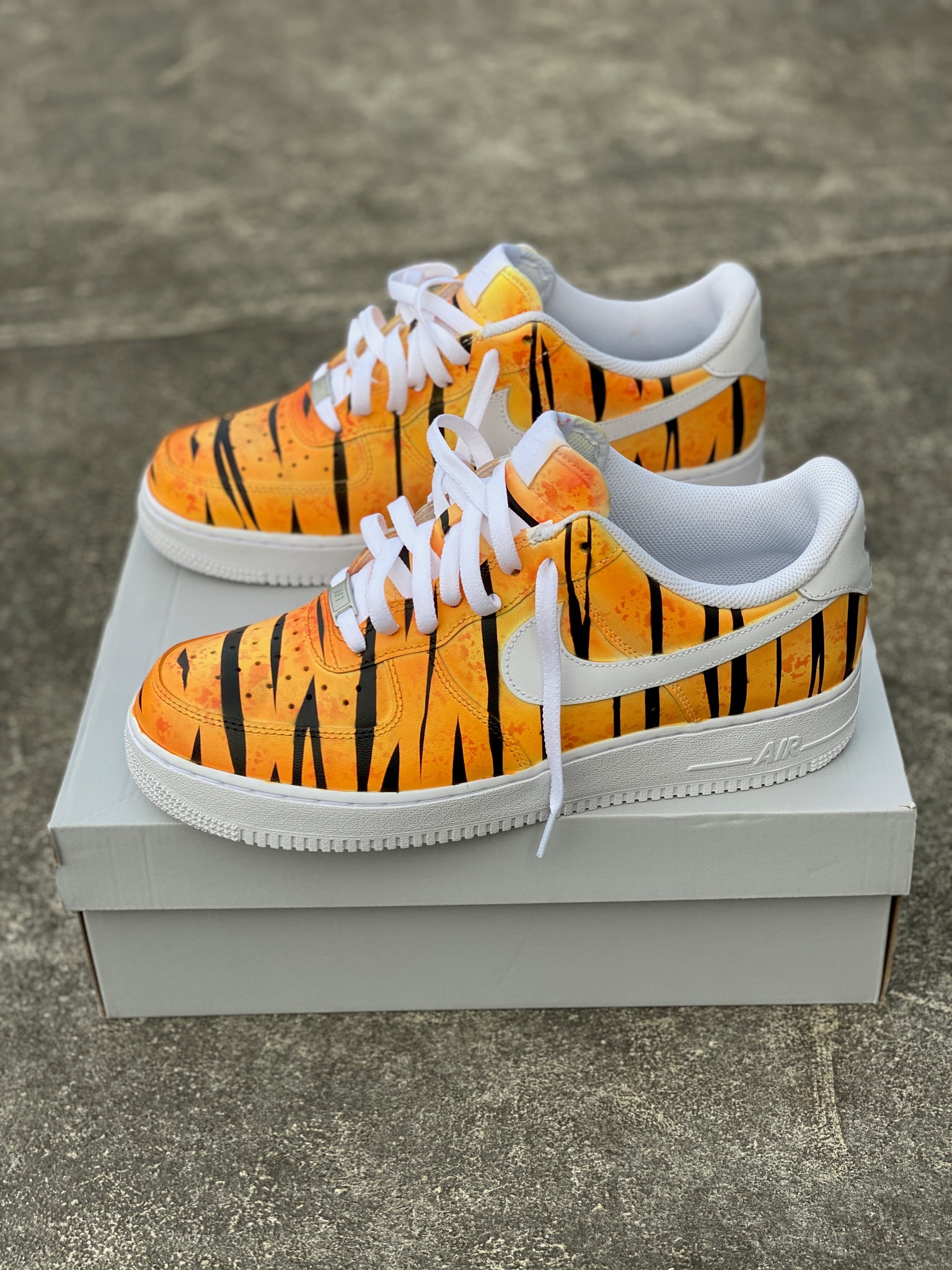 Custom Hand Painted Orange Tiger Stripe Nike Air Force 1 – B Street Shoes