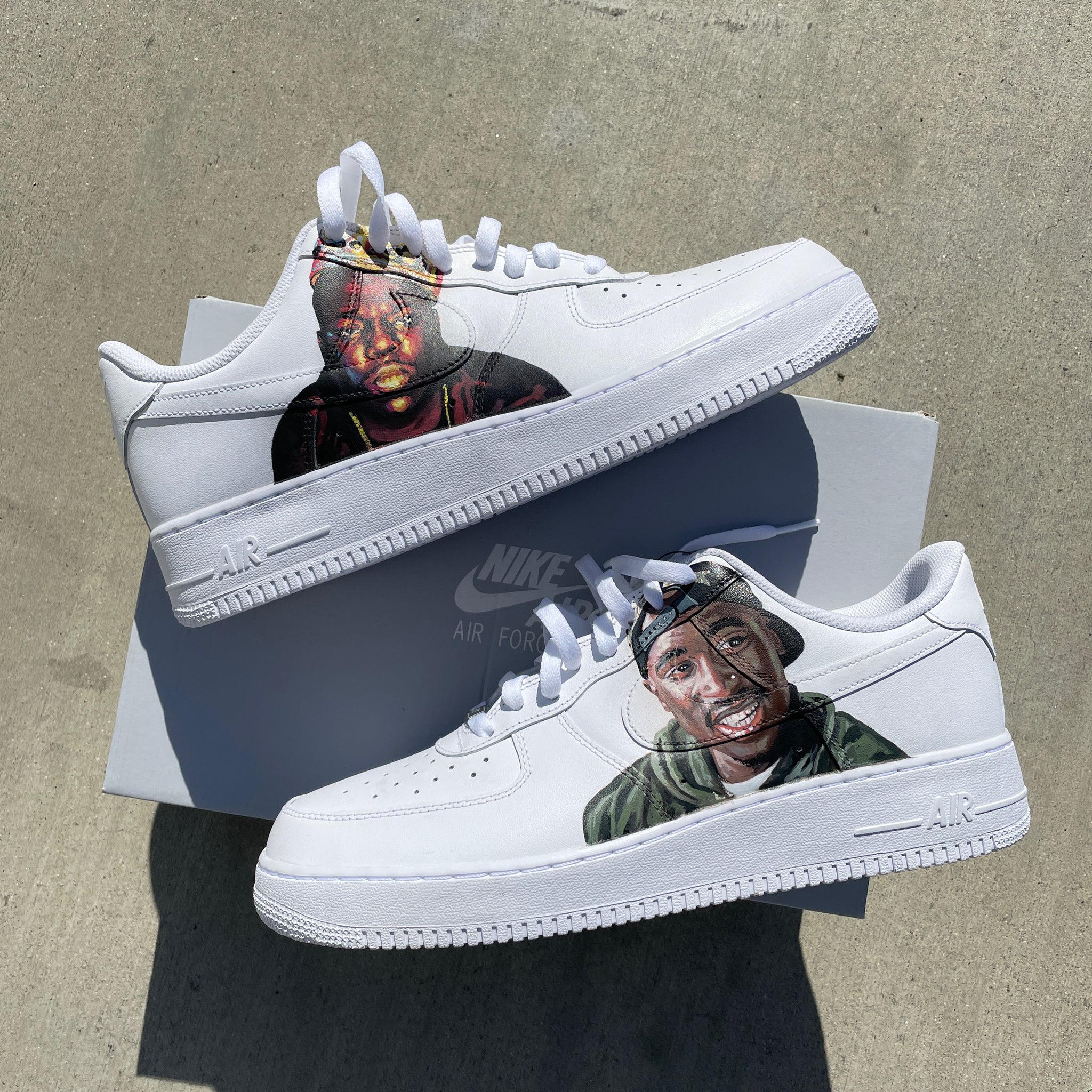 Custom Handpainted Tupac vs Biggie Nike 