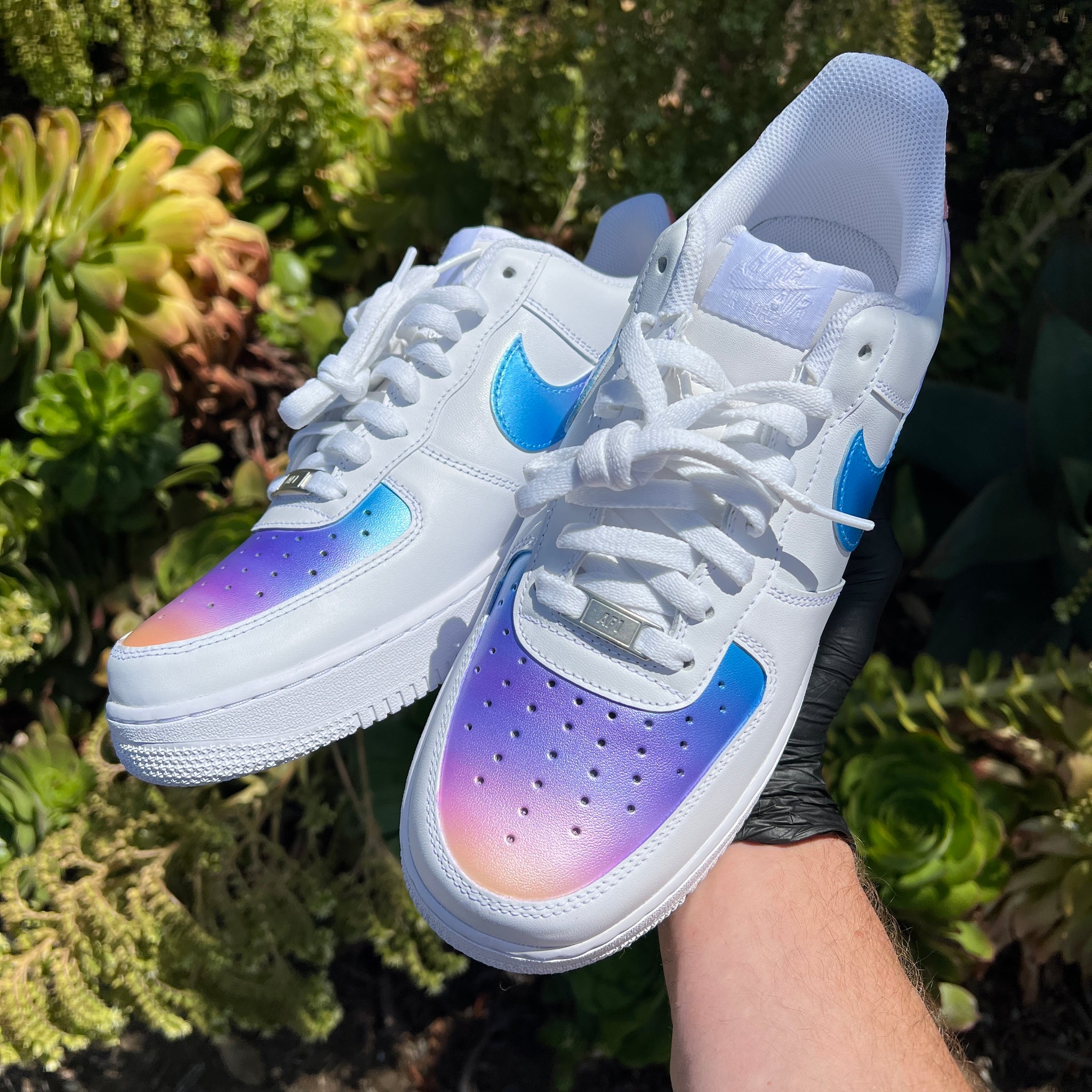 Hand Painted Ombre Gradient White Nike Air Force 1 – B Street Shoes