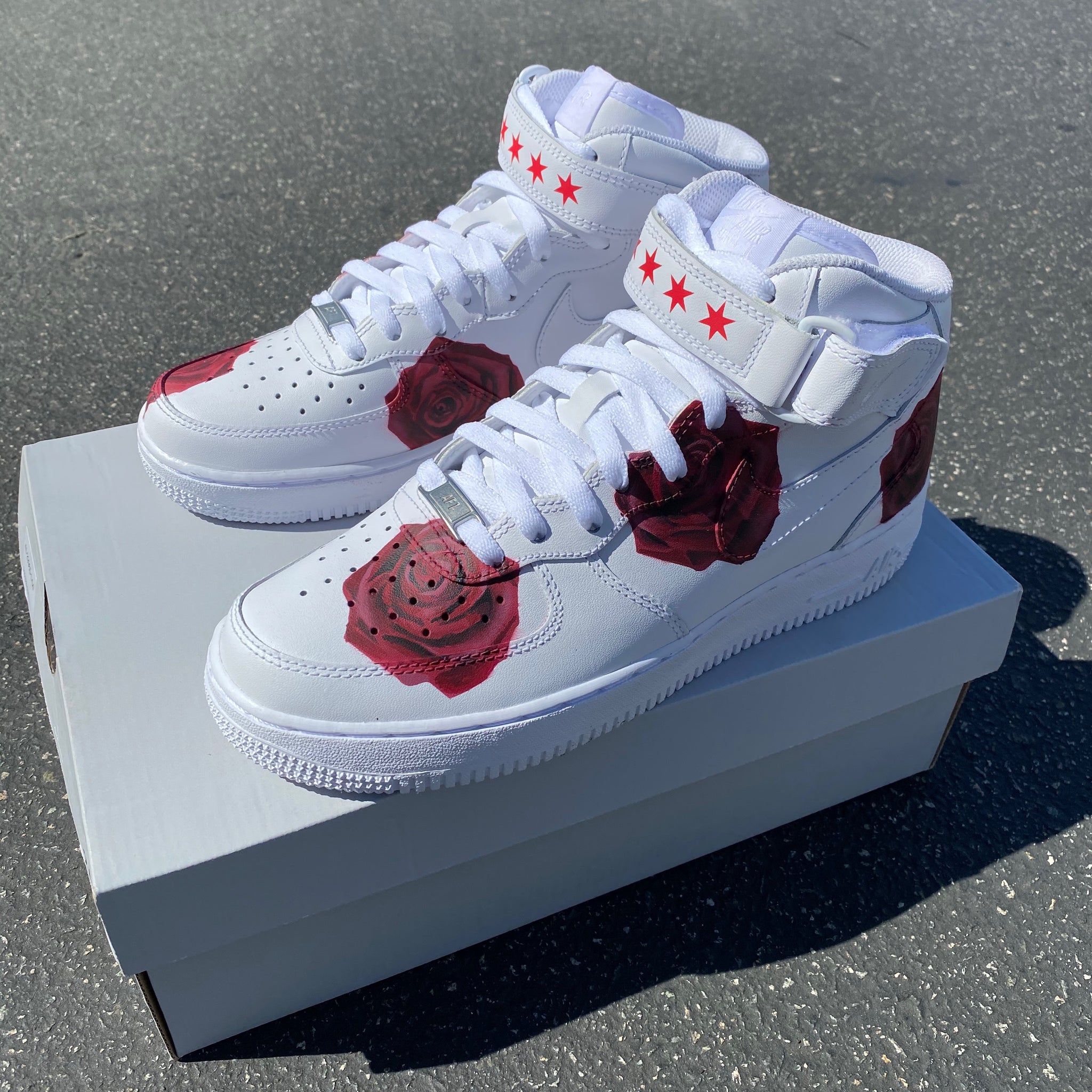 Custom Hand Painted Red Rose Nike Air 