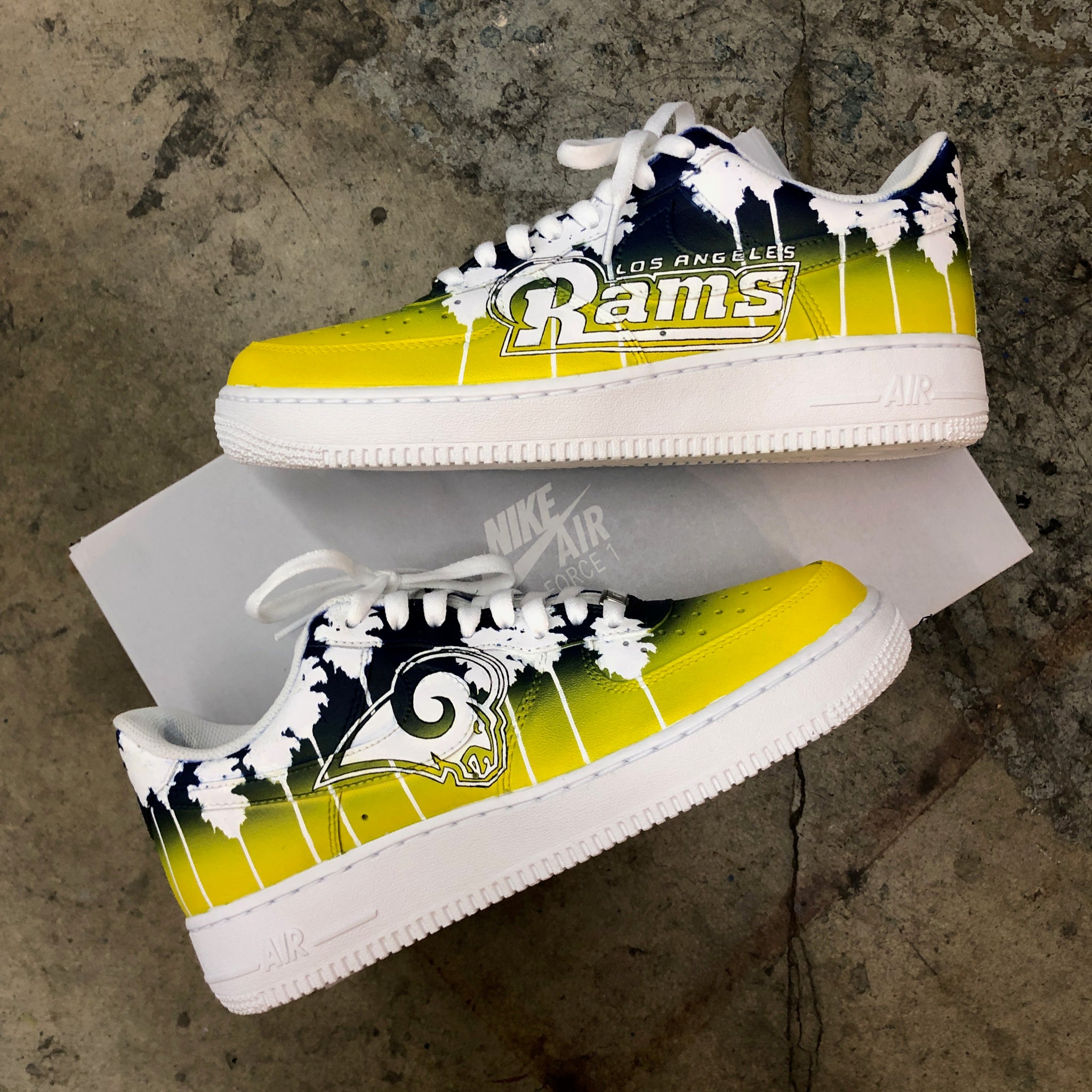 Custom Hand Painted Football Los Angeles Rams Nike Air Force 1 Low – B  Street Shoes