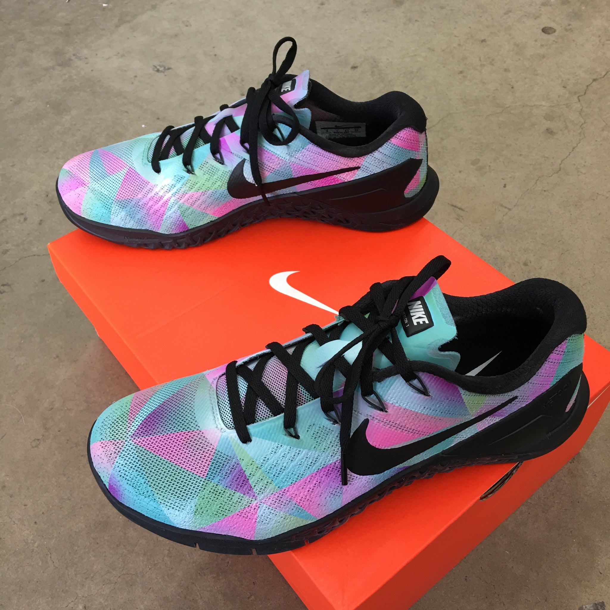 Custom Painted Pastel Prism Nike Metcon 4 Trainers – B Street Shoes